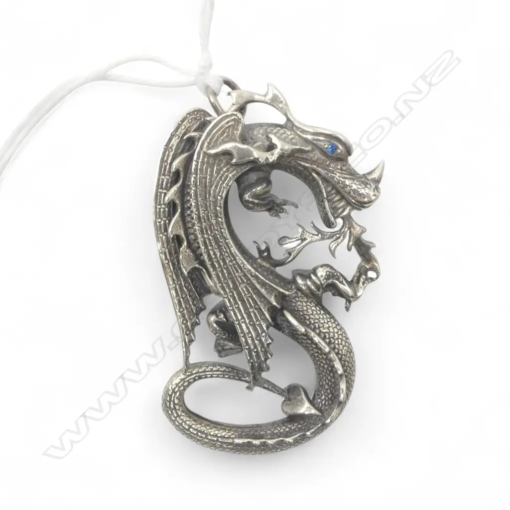STG SILVER DRAGON PENDANT 55x30mm, 38gms Image 1++