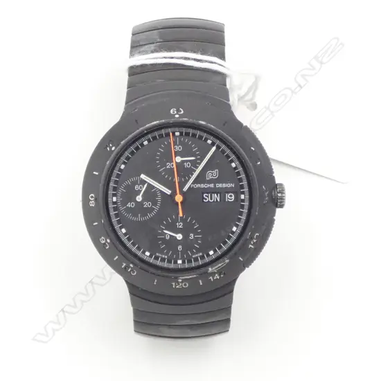 PORSCHE DESIGN GENT'S BLACK CHRONOGRAPH WRISTWATCH running