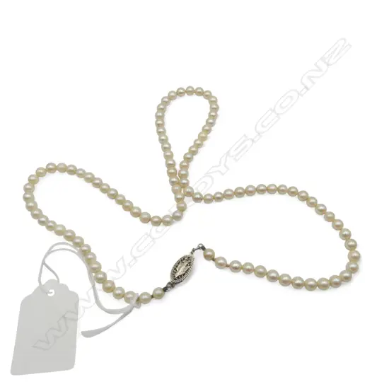 CULTURED PEARL NECKLACE L.520mm w silver clasp