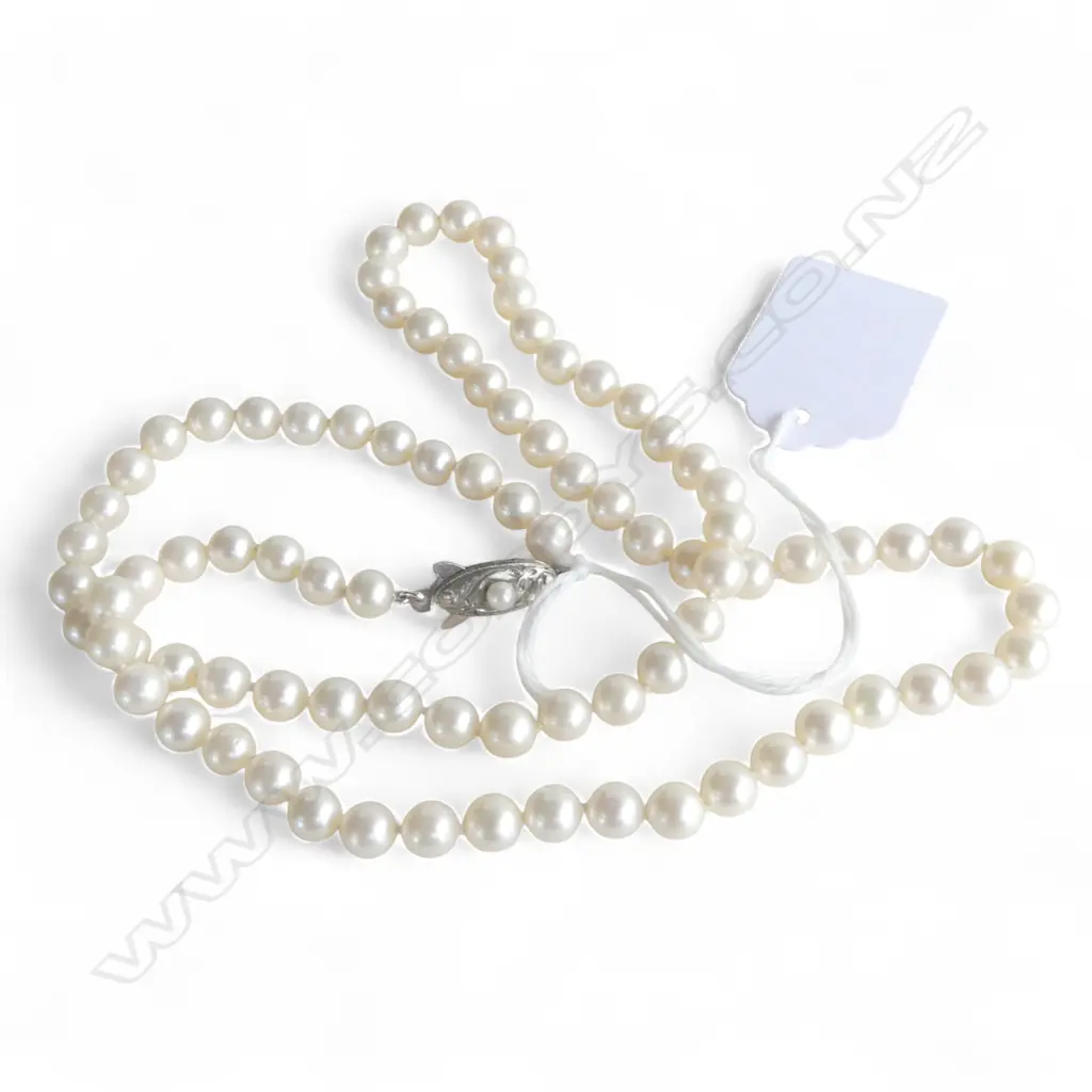 PEARL NECKLACE w. STG SILVER CLASP L.585mm Image 1++