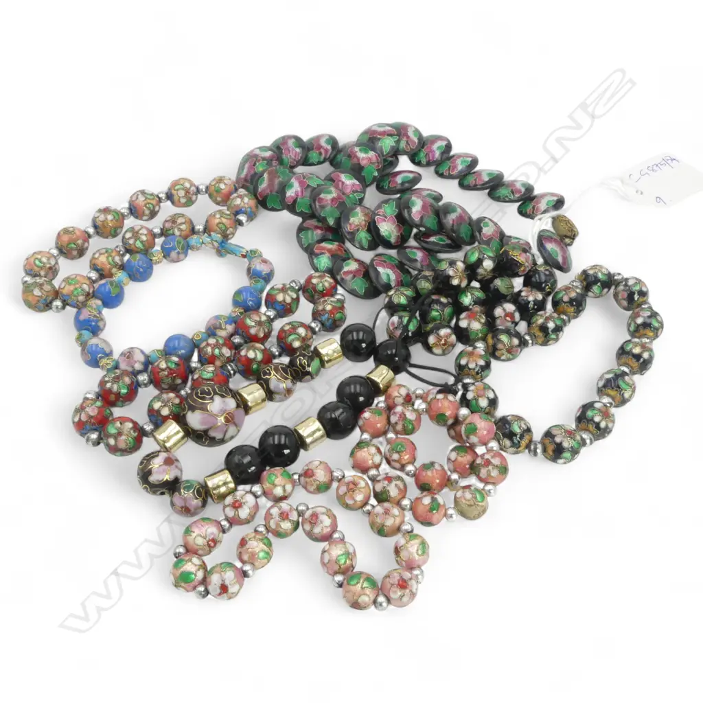 8 CLOISONNE BEAD BRACELETS + NECKLACE Image 1++
