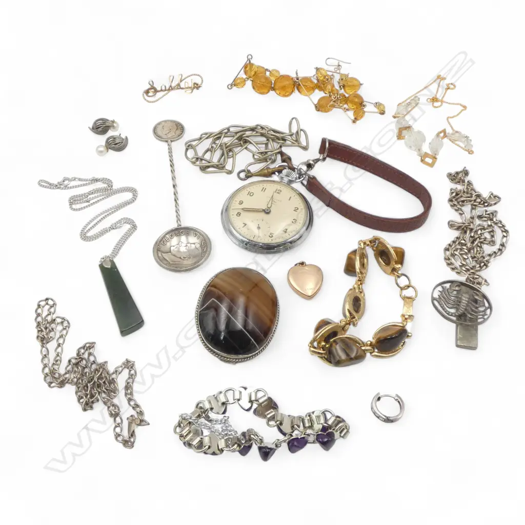 SILVER CHAIN with SCORPION & SOLID SILVER INGOT + OTHER SILVER & COSTUME JEWELLERY ETC Image 1++