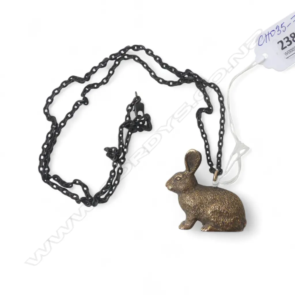 BRONZE RABBIT PENDANT 2012 by jeweller Kim Brice, 40 x 35mm Image 1++