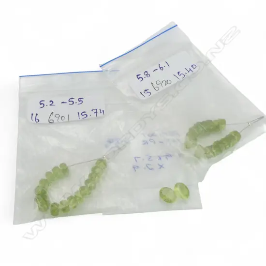 LOOSE PERIDOTS INCLDS; PR OVAL CUT 2.24ct, 16/15.74cts & 15/15.40cts facet cut beads