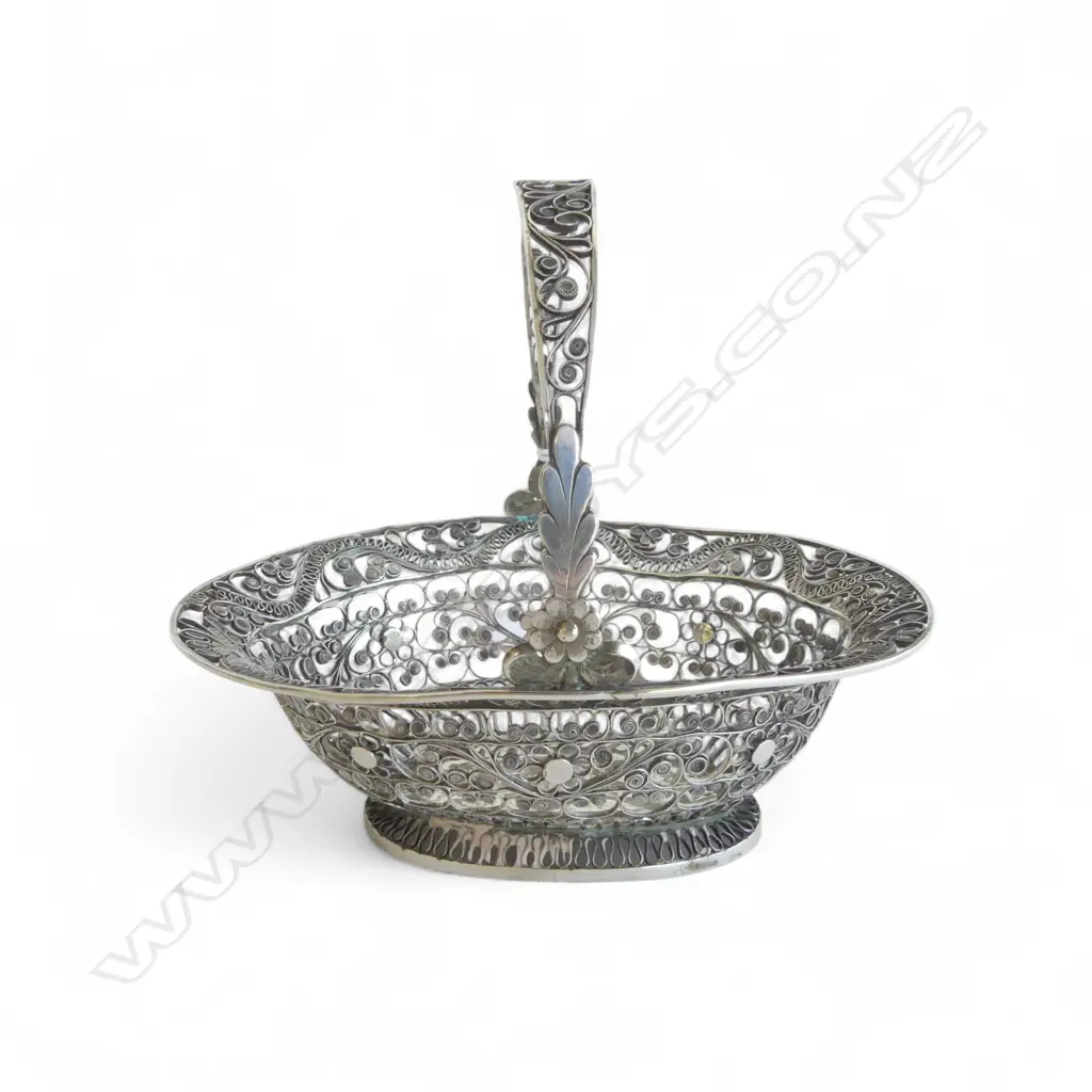 ANTIQUE ITAILAN SILVER FILIGRE BASKET 63 GMS  Image 1++