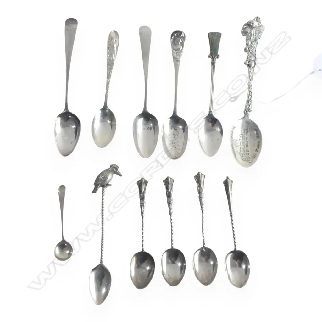 12 STG SILVER TEASPOONS, 127gms Image 1++