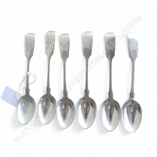 6 STG SILVER TEASPOONS, GEORGE ANSELL, LONDON 1873 125gms