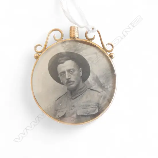 WWI 9ct GOLD MOUNTED PHOTO OF FRANCIS JOSEPH BUTLER (KILLED IN ACTION)