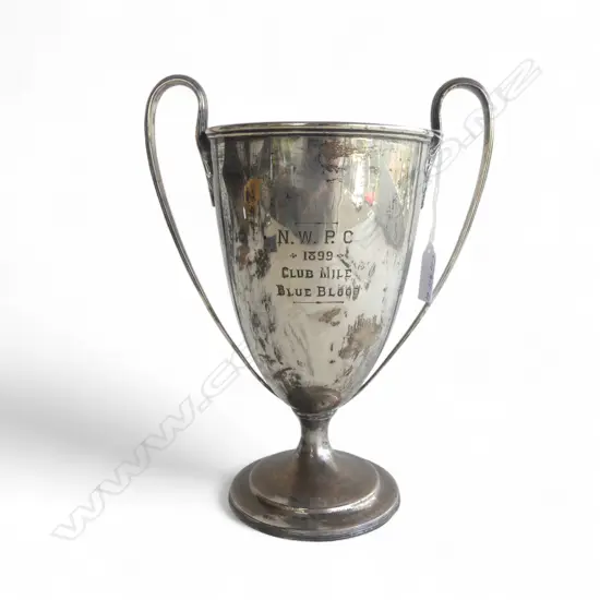 LARGE SILVER TROPHY 'N.W.P.C 1899 CLUB MILE BLUE BLOOD'. London 1899. H.260MM. 560GMS