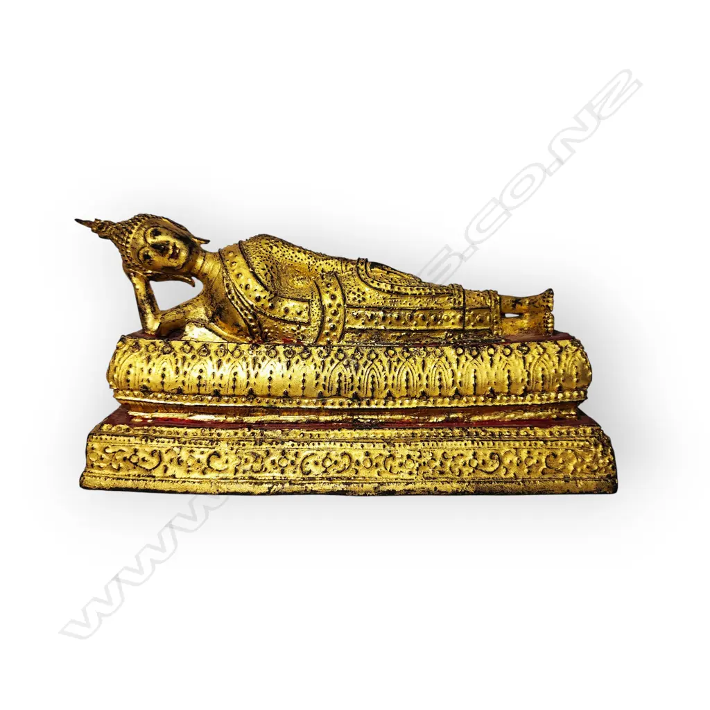 RATTANAKOSIN GILDED BRONZE RECLINING BUDDHA STATUE Image 1++