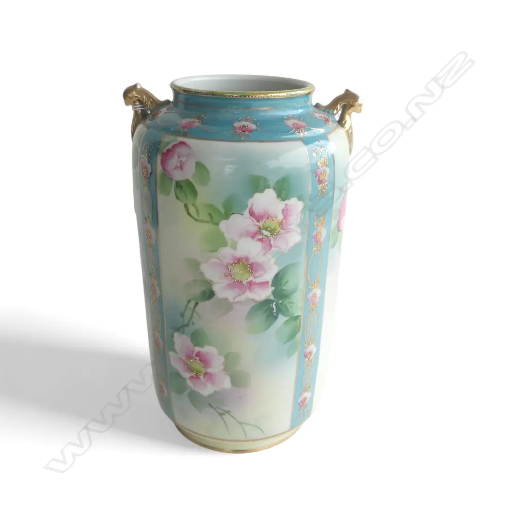 VINTAGE TALL HAND PAINTED FLORAL NORITAKE VASE H300MM Image 1++