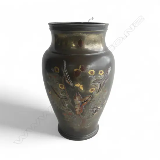 QUALITY HEAVY BRONZE ORIENTAL VASE H.230mm