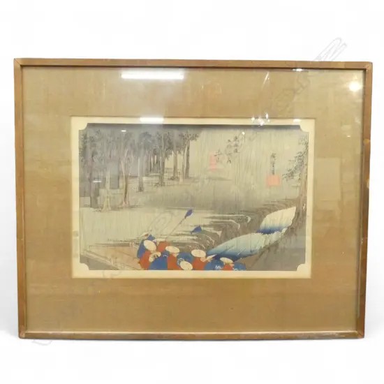 FRAMED 20thC JAPANESE UKIYO-E PRINT 245x370mm