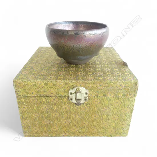 CHINESE JIAN WARE TENMOKU TEA BOWL Dia.98mm lustrous glaze. Boxed