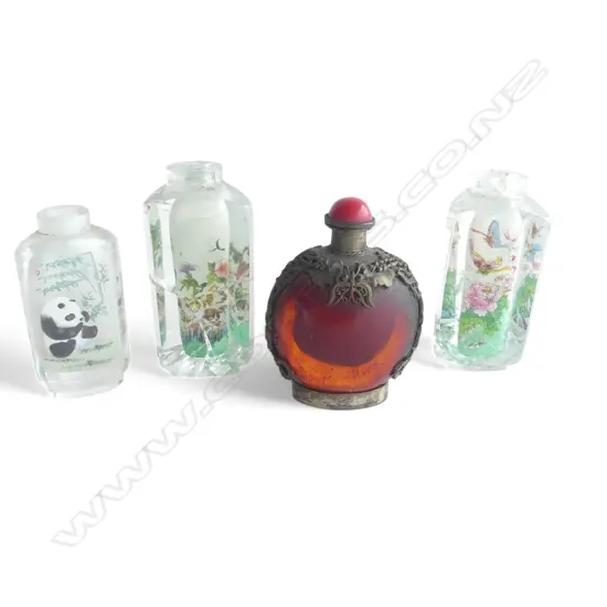4 SCENT BOTTLS tops missing 