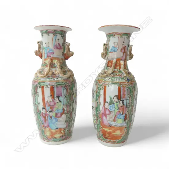 PR CHINESE FAMILLE ROSE VASES H.255mm both w. rim chips