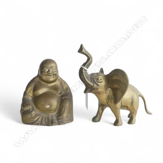 BRASS BUDDHA & ELEPHANT H.150mm