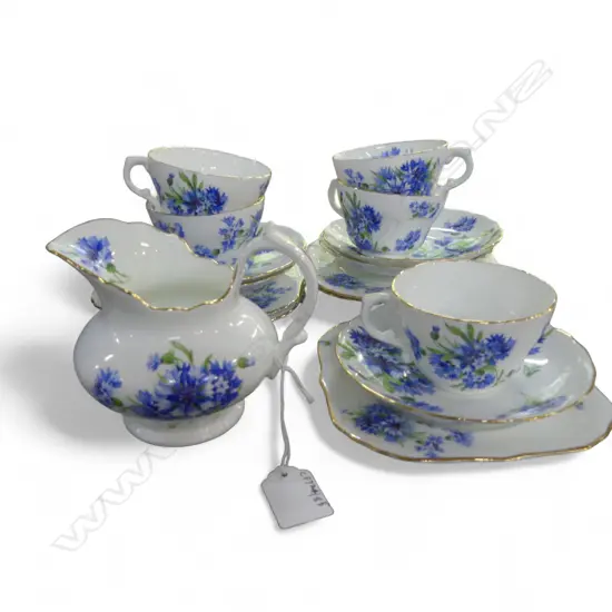 PART HAMMERSLY TEASET 5CSPS & CREAM JUG CORNFLOWER BLUE PAT