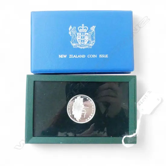 N.Z. PROOF COIN SET + CHINESE SILVER COM. COIN