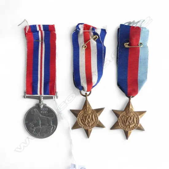 3 WWII MEDALS; 1939-1945 MEDAL & STAR, FRANCE & GERMANY STAR