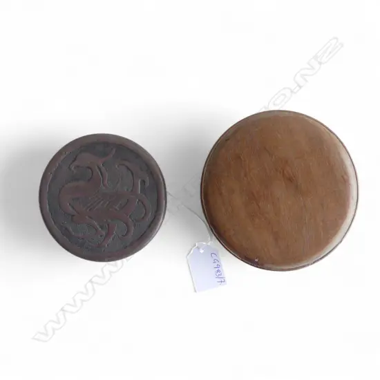 ORIENTAL INK STONE 95mm dia IN WOODEN CASE