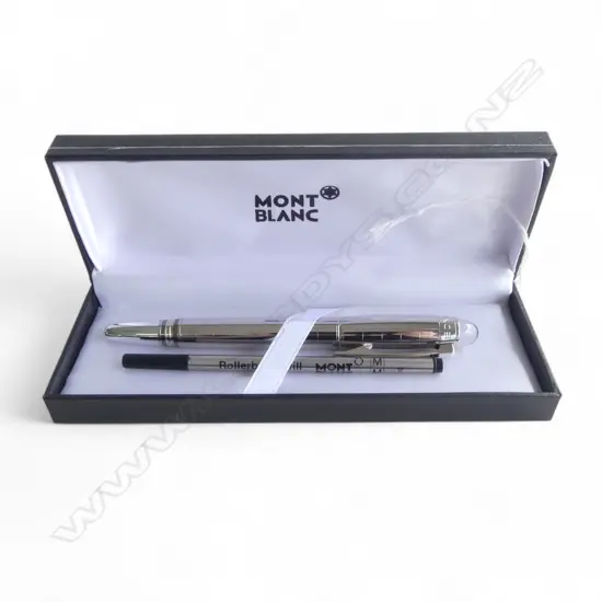 MONT BLANC ROLLER PEN w serial number & spare cartridge