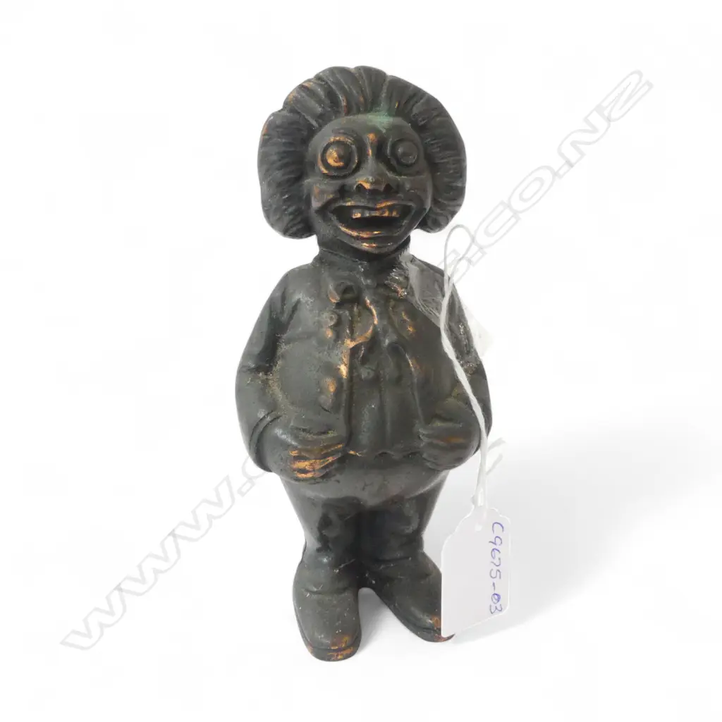 Vintage Mr Smiles Money Bank. Die cast brass with bronzed finish. H150mm Image 1++