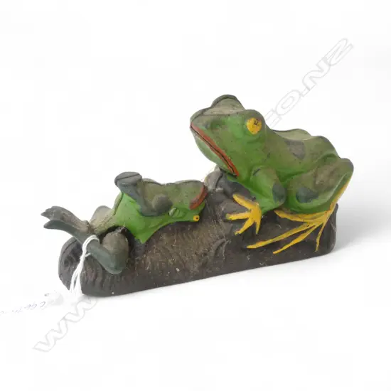 Cast iron Bullfrog and Frog mechanical Money Bank. Working age ? L.220mm