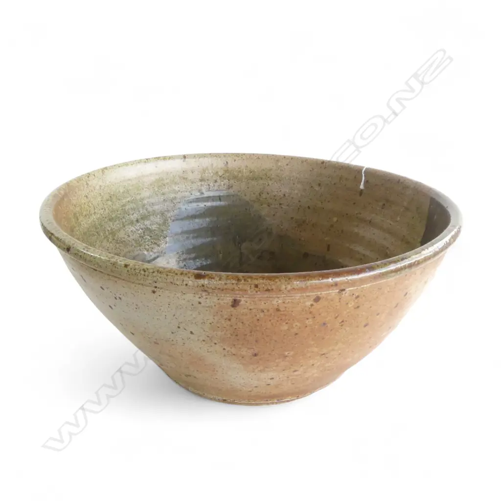 VERY LG NZ STUDIO POTTERY BOWL, ROCK ASH GLAZE, H.220mm, 480mm dia Image 1++
