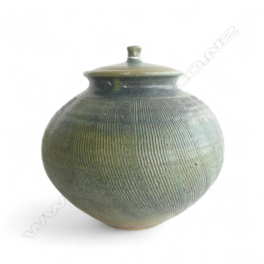 PETER ALGER LG STUDIO POTTERY LIDDED CONTAINER H.350mm, 400mm dia Image 1++