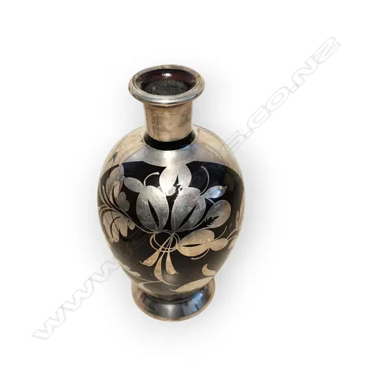 AMETHYST SILVER OVERLAY VASE