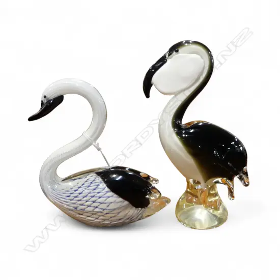 ART GLASS PELICAN &  SWAN H.270mm