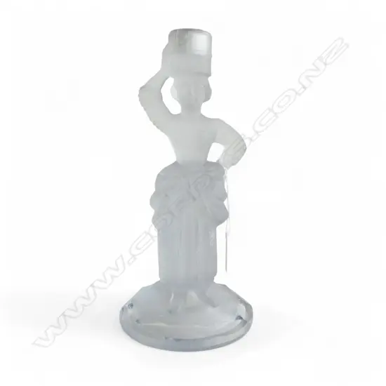 ANTIQUE HOLYROOD FROSTED GLASS MILKMAID CANDLESTICK H.240mm
