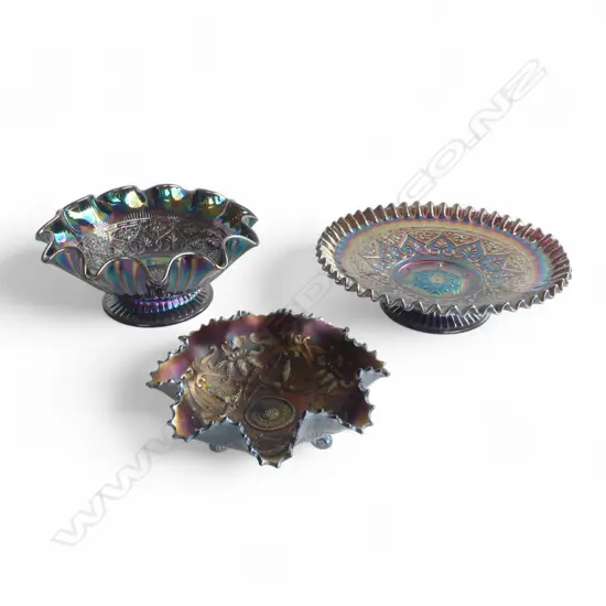 3 PCES CARNIVAL GLASS 295mm dia