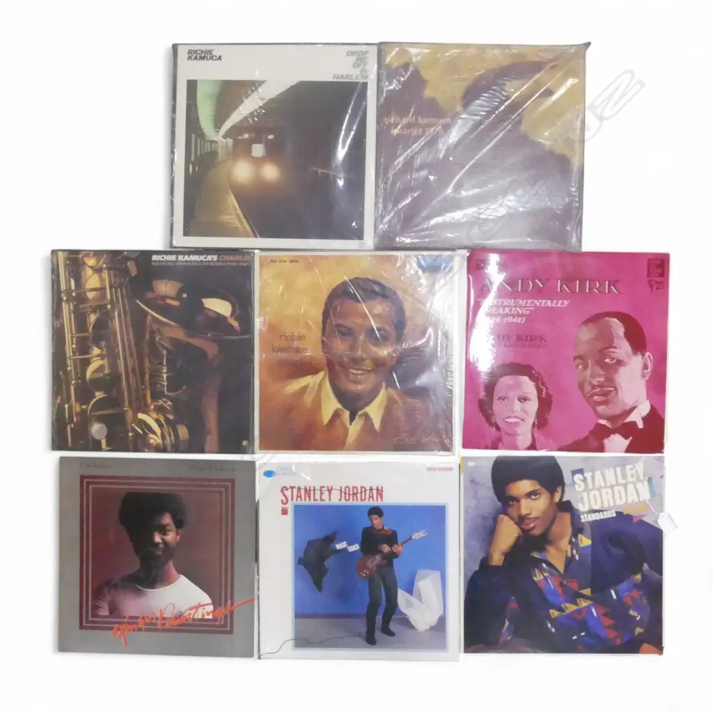ASST. RICHIE KAMUCA, ANDY KIRK & STANLEY JORDAN JAZZ LPs Image 1++