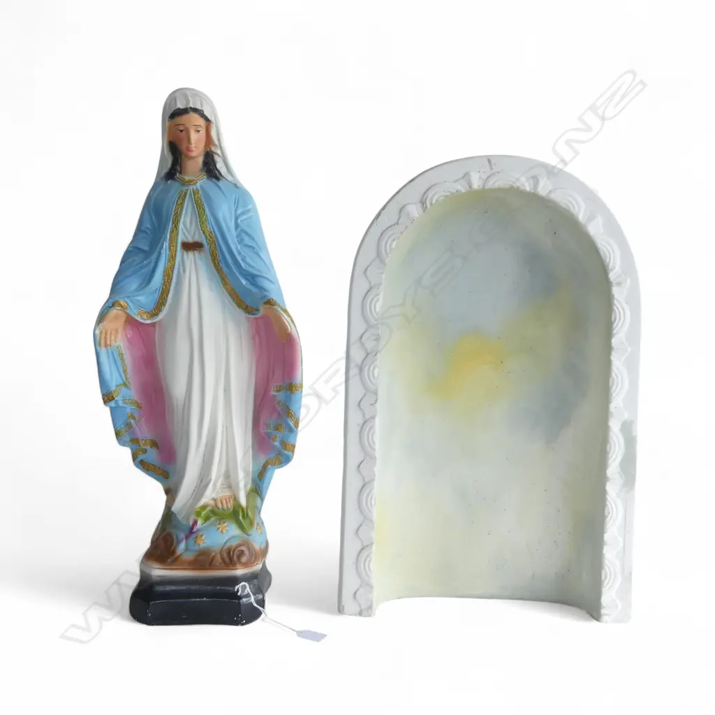 PLASTER MARY STATUE & NICHE, H.670mm (statue) H.560mm (niche) Image 1++