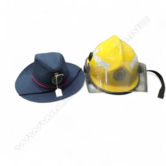 2 N.Z. FIRE SERVICE HELMETS