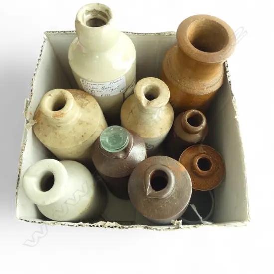 ASST. ANTIQUE STONEWARE BOTTLES, H.175mm tallest