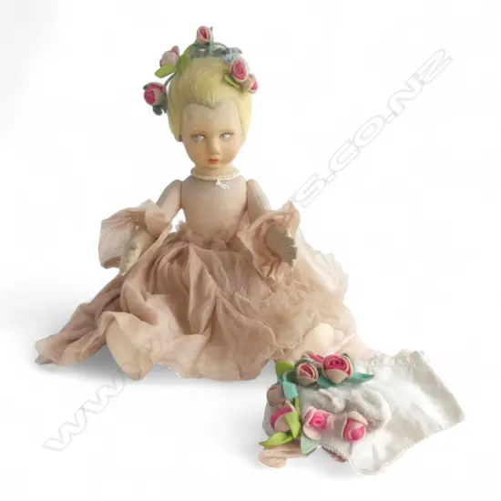 ANTIQUE BOUDOIR DOLL & CLOTHES L.400mm
