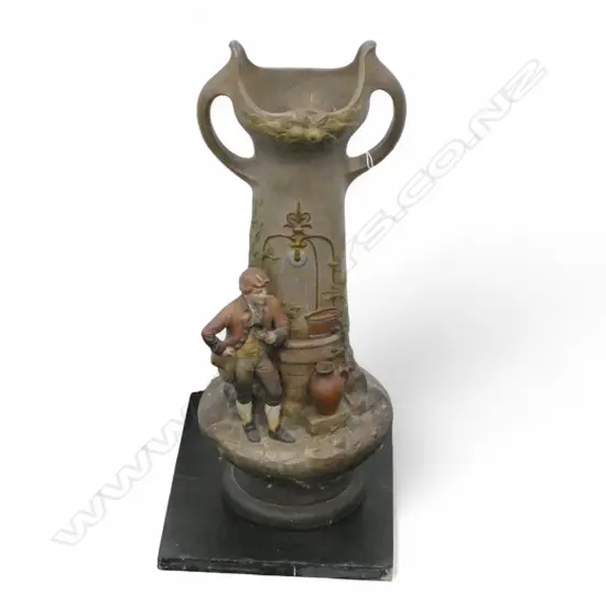 EASTERN EUROPEAN ANTIQUE VASE' MAN AT WELL H.515mm