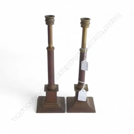 PR 19thC TELESCOPE CANDLEHOLDERS