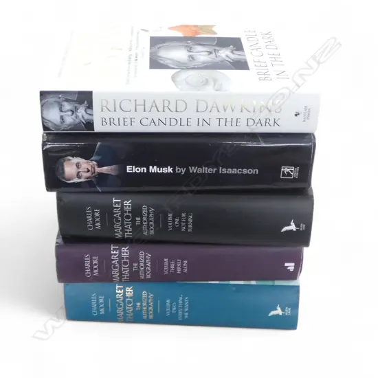 FIVE  BIOGRAPHIES - MARGARET THATCHER X 3, ELON MUSK, RICHARD DAWKINS