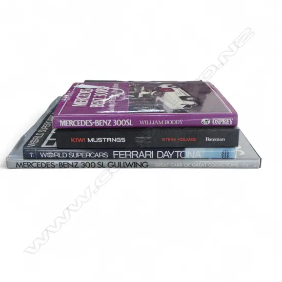 FOUR BOOKS ON CLASSIC CARS, MERCEDES, FERRARI, MUSTANG