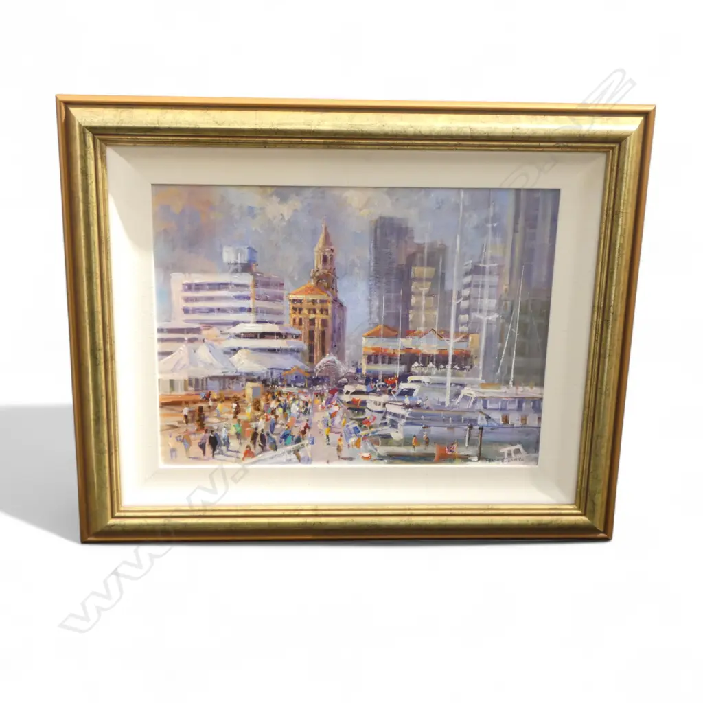 LANCE O'GORMAN, AUCKLAND WATERFRONT, OIL ON BOARD, 435x590mm Image 1++