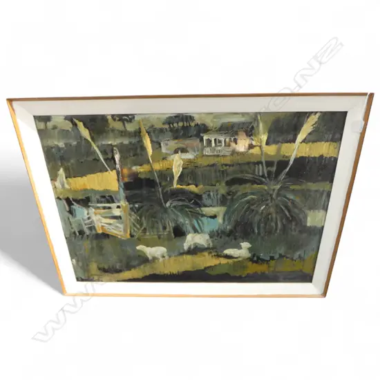 B. A. HUBBLE, FARM LANDSCAPE, OIL ON BOARD 1966, 600x840mm, SIGNED & DATED