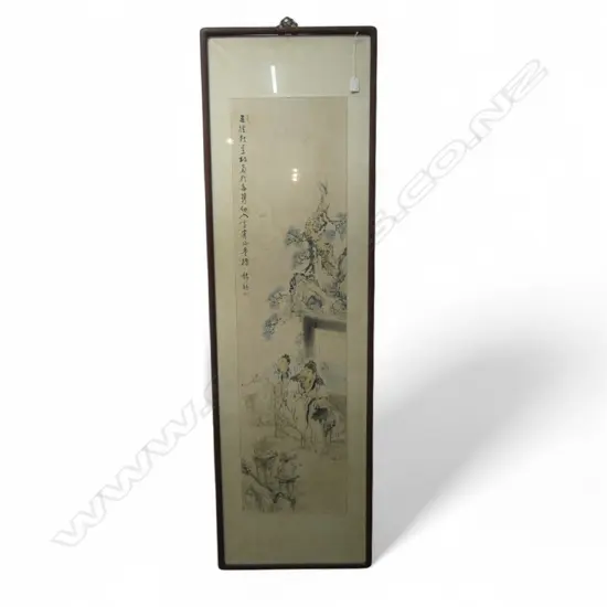 CHINESE WC PANEL SIGNED BY KOREAN ARTIST 1185x310mm FOXING (1540x465mm overall)
