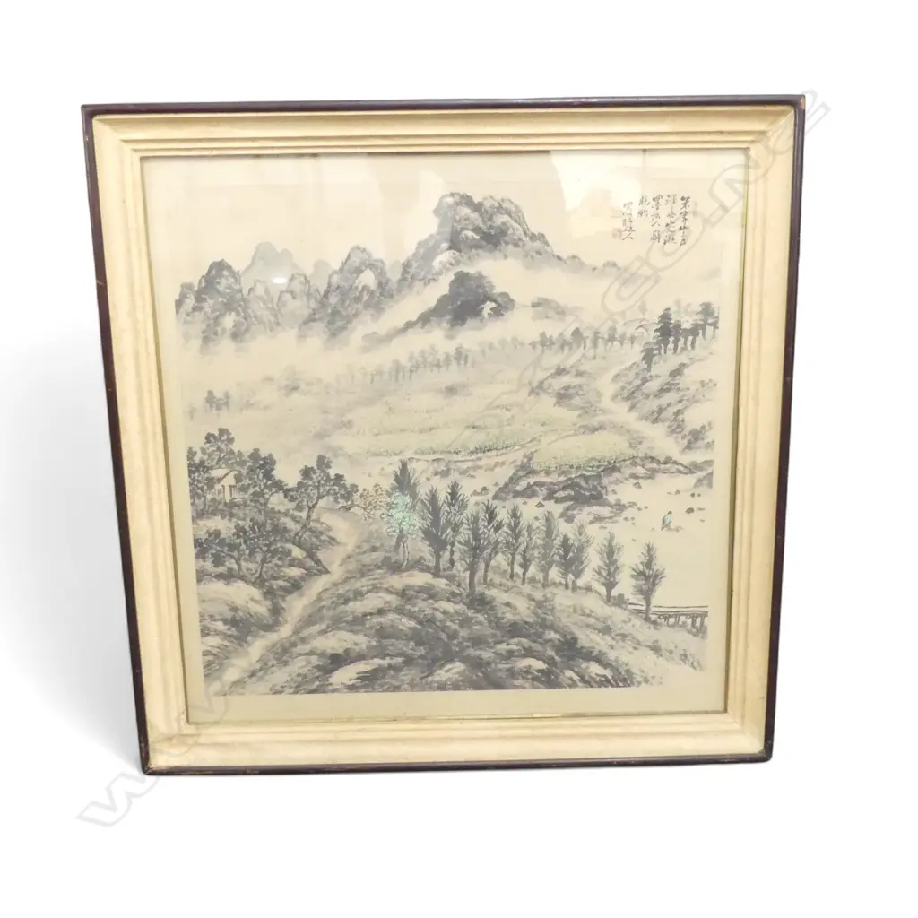 ORIENTAL LANSCAPE WC 670x680mm (870x860mm ovearall) frame corner faulted Image 1++