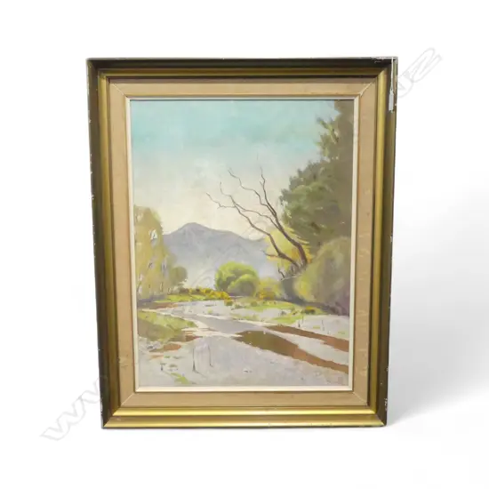 KEITH WILSON, ALBURY STREAM S. CANTERBURY, OIL ON BOARD 595x440mm