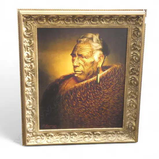 MODERN GOLDIE PRINT OF RATENE HIHITAWA ON BOARD 570x470mm