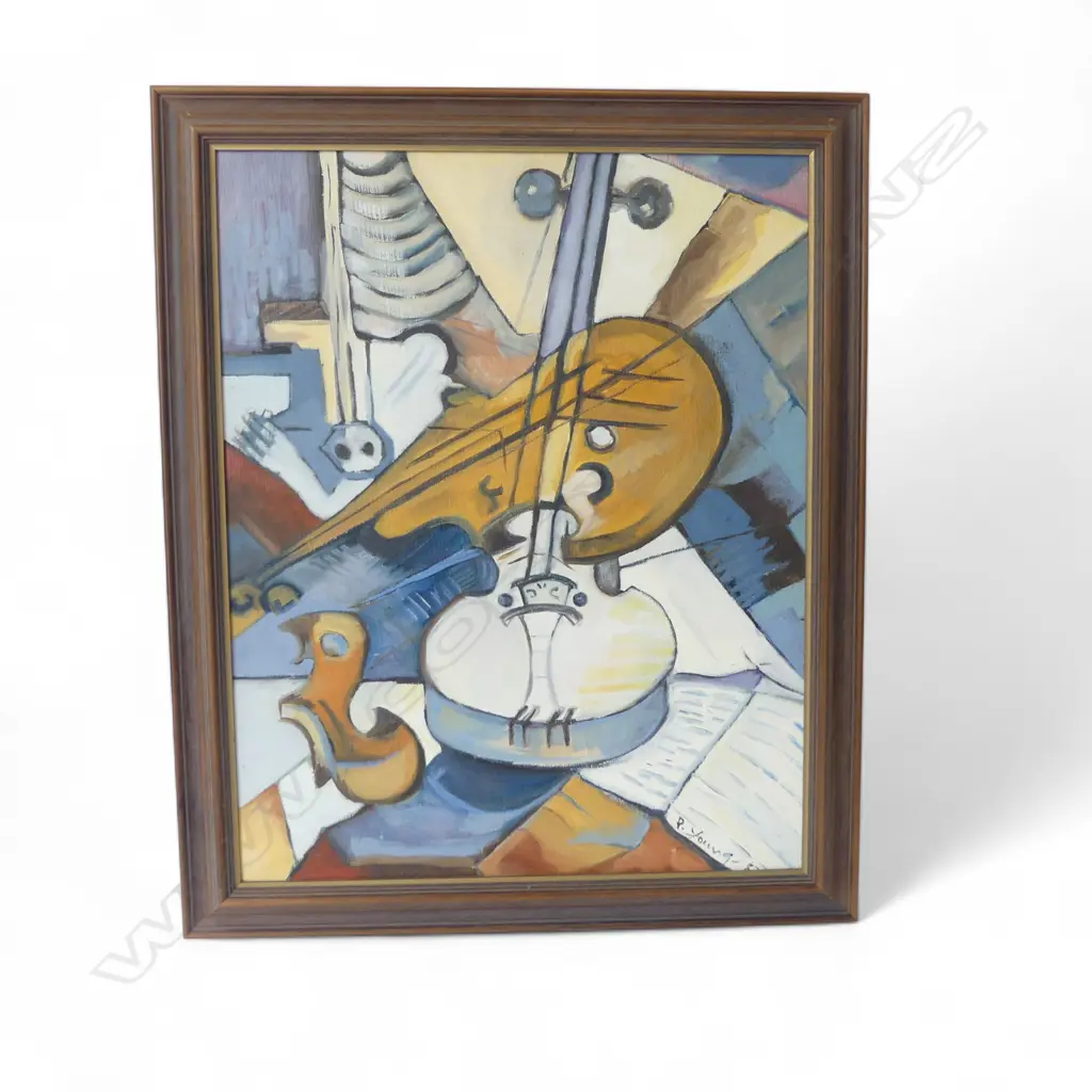 PAMELA YOUNG, INSTRUMENT ABSTRACT, OIL, SIGNED & DATED 1987, 495x395mm Image 1++